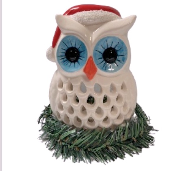 SANTA OWL Holiday Candle Holder with 2 Tea Candles Mainstays 3.62 x 3.7 in - Picture 1 of 11
